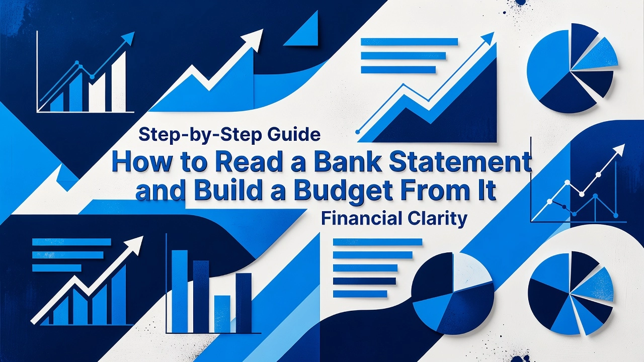 Professional header image for educational tutorial: How to Read a Bank Statement and Build a Budget From It