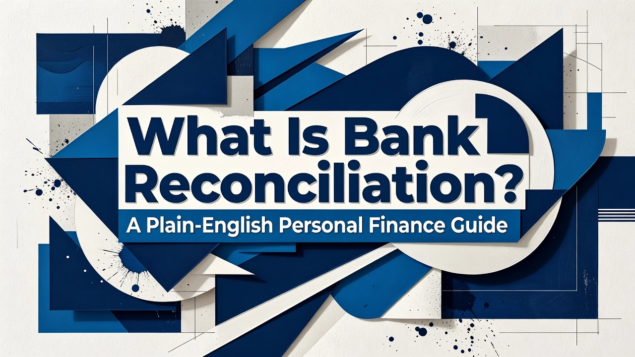 Professional header image for educational tutorial: What Is Bank Reconciliation? A Plain-English Personal Fin...