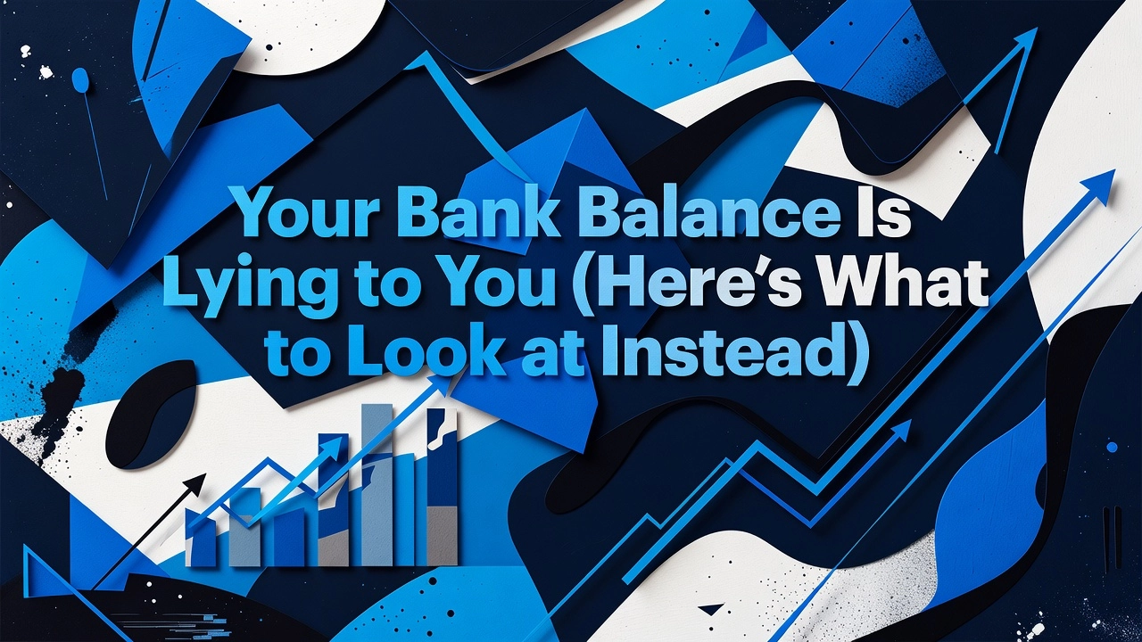 Professional header image for educational tutorial: Your Bank Balance Is Lying to You (Here's What to Look at...