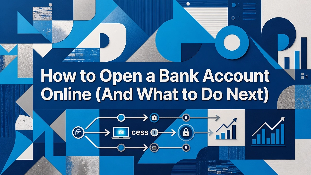Professional header image for step-by-step guide: How to Open a Bank Account Online (And What to Do Next)